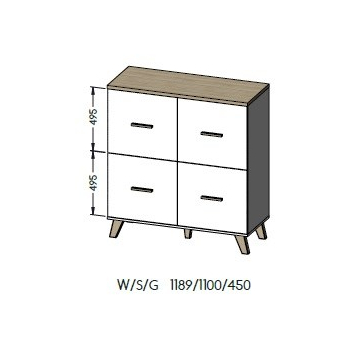 Komoda LOTTA 110 4D biały+ dąb sonoma