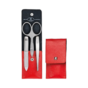 Zestaw do manicure ZWILLING 97091-002-0 Twinox - czerwone, skórzane etui, 3 elementy