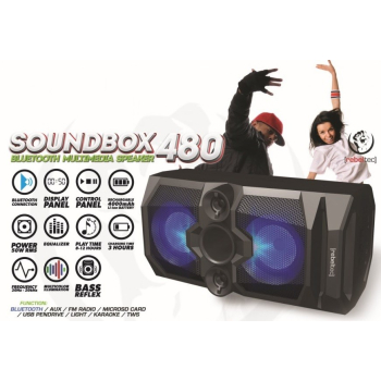 REBELTEC GŁOŚNIK BLUETOOTH,FM,KARAOKE STEROWANY ZA POMOCĄ SMARTPHONA BLUETOOTH SOUNDBOX 480 (WYPRZEDAŻ)