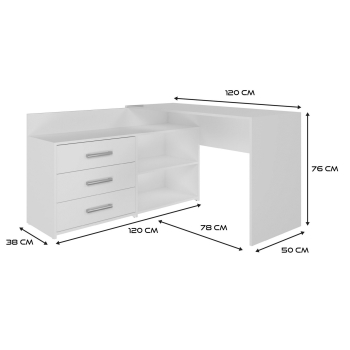 Biurko narożne + komoda DANY 120x50xH76 biały