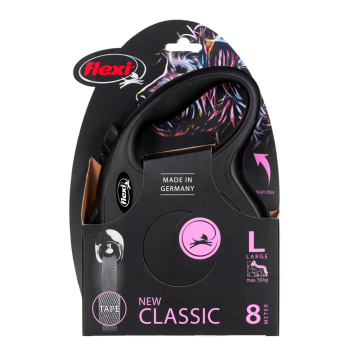 Smycz flexi automatyczna New Classic L taśma 8 m - dla psa do 50 kg, kolor czarny