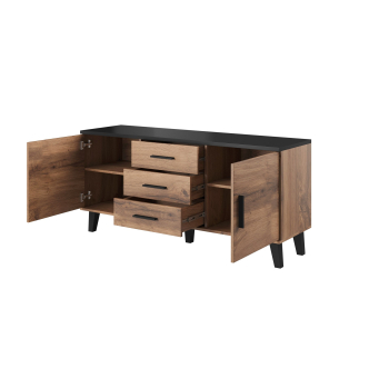 Komoda LOTTA 150 2D3S wotan + czarny mat
