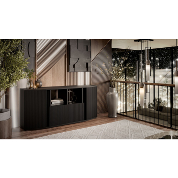 Komoda MICHELLE 178x35-47xH82 czarny/dąb viking