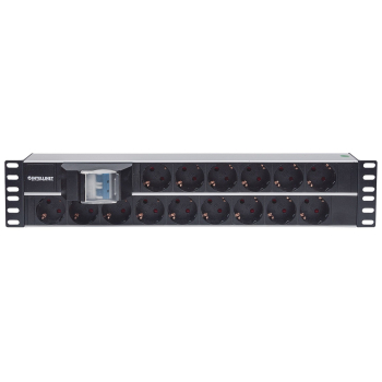 Intellinet 714051 rozdzielacz zasilania PDU 15 x gniazdo sieciowe 2U Aluminium, Czarny