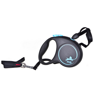 Smycz flexi automatyczna Black Design S taśma 5 m - dla psa do 15 kg, kolor srebrny
