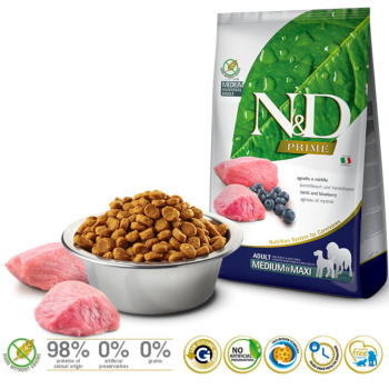FARMINA N&D Prime Lamb & Blueberry Adult Medium & Maxi - sucha karma dla psa - 12kg