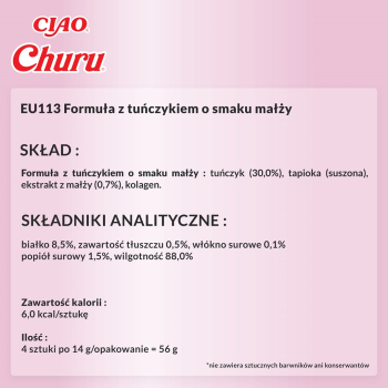 INABA Churu Tuńczyk z małżami - przysmak dla kota - 4x14 g
