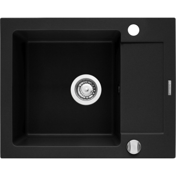 Czarny zestaw zlew z baterią - Zlewozmywak PYRAMIS MIDO (62x50) 1B 1D Volcano + Bateria IDEA Black Edition Volcano 070167602BE