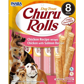 INABA Churu Rolls Kurczak z łososiem  - przysmak dla psa - 8x12g