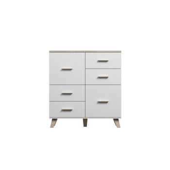 Komoda LOTTA 110 2D4S biały+ dąb sonoma