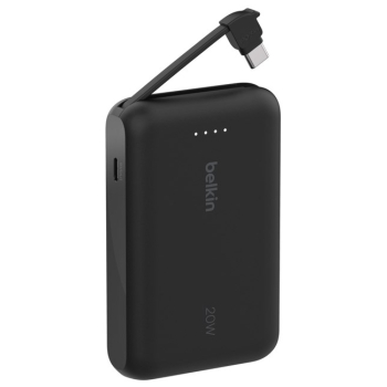 BELKIN POWERBANK 10 000 MAH, 20W, WBUDOWANY KABEL USB-C, BLACK