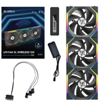 Wentylator Lian Li LULI-091 UNI FAN SL, ARGB, PWM, 3x, 120mm, Bezprzewodowe sterowanie za pomocą kontrolera 2.4GHz, czarny