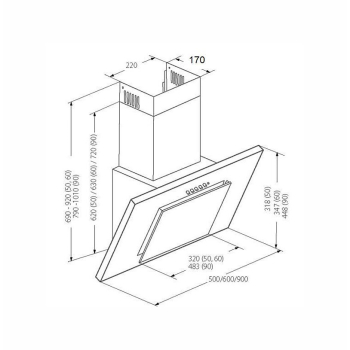 Okap AKPO WK-4 NERO 2.0 50 BIAŁY T300 Liniowy LED/Siłownik