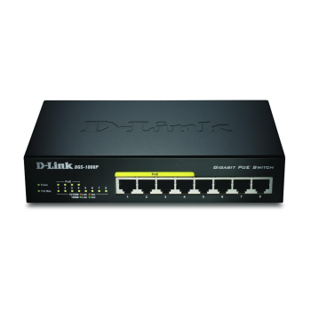 D-Link DGS-1008P/E łącza sieciowe Nie zarządzany L2 Obsługa PoE Czarny