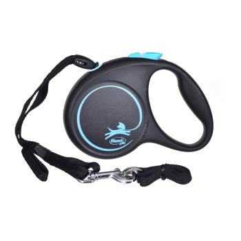 Smycz flexi automatyczna Black Design S taśma 5 m - dla psa do 15 kg, kolor srebrny