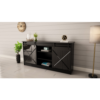 Komoda 160x80x35 GRANERO czarny/czarny poł