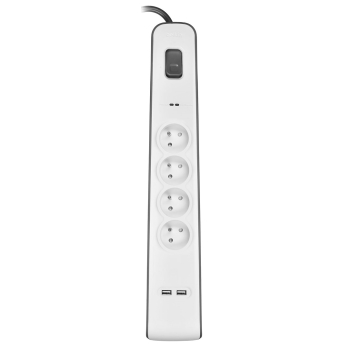 Listwa zasilająca Belkin Power Surge 4-PORT + 2xUSB-A 2.4A 525J 2m Grey/White