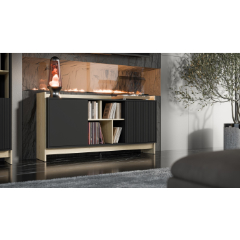 Komoda PORTO 2D 150x38x77 dąb/czarny