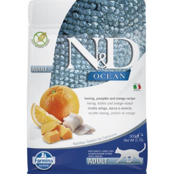FARMINA N&D Ocean Cat Herring, Pumpkin and Orange Adult - sucha karma dla kota - 300 g