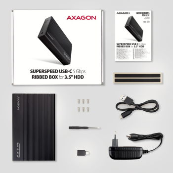 AXAGON EE35-GTR USB-C 3.2 Gen 1 - SATA 6G, Obudowa Zewnętrznego Dysku Twardego 3.5