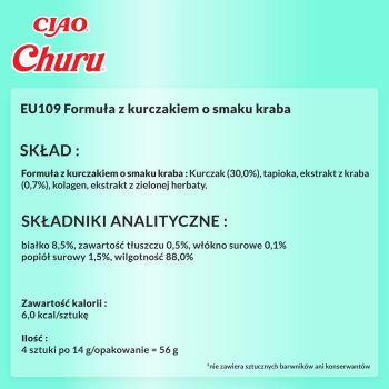 INABA Churu Kurczak z krabem - przysmak dla kota - 4x14 g