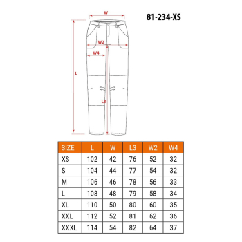 NEO tools 81-234-XS spodnie ochronne Czarny