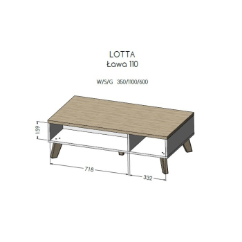Ława LOTTA 110 biały+ dąb sonoma