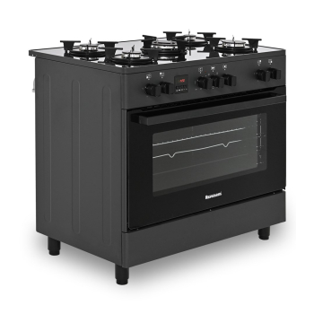 Kuchnia gazowo-elektryczna Ravanson KWGE-K90 GLASS black