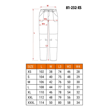NEO tools 81-232-XS spodnie ochronne