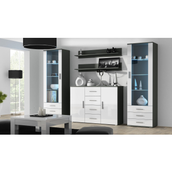Witryna SOHO S1 szary/ biały połysk