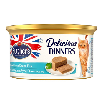 Butcher's Delicious Dinners Cat - mokra karma dla kota  z tuńczykiem i rybami oceanicznymi w formie musu - puszka - 85 g
