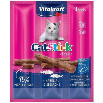 VITAKRAFT Cat Stick Mini - przysmak dla kota smak: dorsz/tuńczyk 3szt./18g