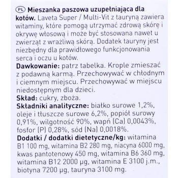 BEAPHAR Laveta Super preparat na kondycję sierści dla kotów - witaminy dla kota - 50ml