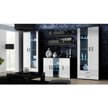 Komoda 120cm SOHO S7 czarny/ biały połysk