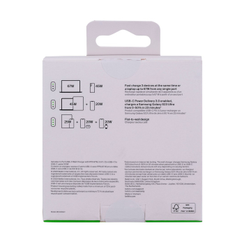 Ładowarka Belkin BoostCharge 3 Port USB-C PD 3.1 PPS Wall Charger 67W + USB-C to USB-C Cable 2m White