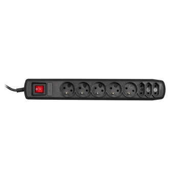 Listwa przeciwprzepięciowa Activejet APN-8g/3m-BK (3 x Typ C, 5 x UTE; 10 A; 3m; kolor czarny)