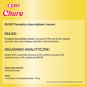 INABA Churu Kurczak z serem - przysmak dla kota - 4x14 g