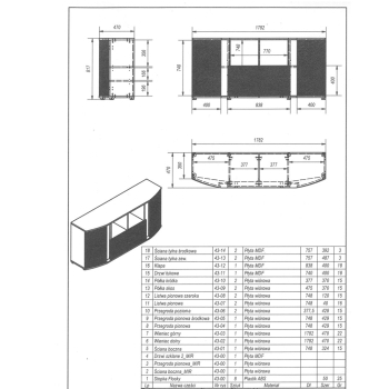 Komoda MICHELLE 178x35-47xH82 czarny/dąb viking