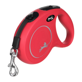 Smycz flexi automatyczna New Classic M taśma 5 m - dla psów do 25 kg, kolor czerwony