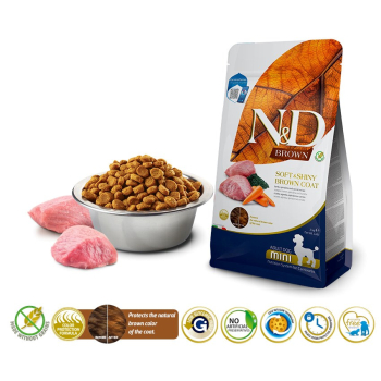FARMINA N&D Brown Dog Lamb, Spirulina&Carrot Adult Mini - sucha karma dla psa - 2 kg