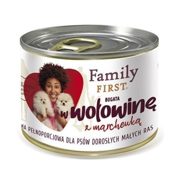 FAMILY FIRST Adult Małe rasy Wołowina z marchewką - mokra karma dla psa - 200 g
