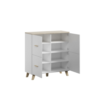 Komoda LOTTA 110 4D biały+ dąb sonoma