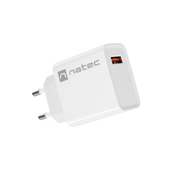 NATEC ŁADOWARKA SIECIOWA RIBERA USB-A 18W BIAŁA NUC-2057