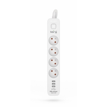 Listwa zasilająca KERG z wyłącznikiem-4 gniazda 3USB 16A 3m