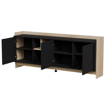 Komoda PORTO 3D 190x38x77 dąb/czarny