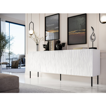 Komoda JUNGLE 190x40,5x74,5 biały mat + czarne nóżki