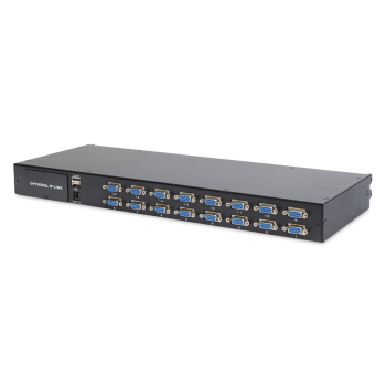 Digitus Konsola modułowa z monitorem TFT o przekątnej 19” (48,3 cm), 16-portowym przełącznikiem KVM & touchpadem, klawiatura amerykańska