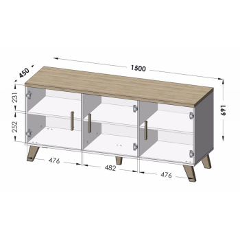 Komoda LOTTA 150 3D wotan + czarny mat