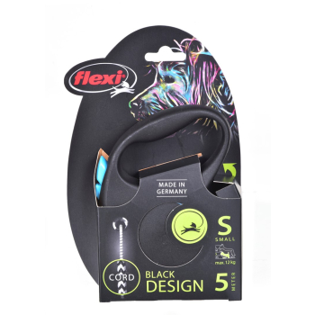 Smycz flexi automatyczna Black Design S taśma 5 m - dla psa do 15 kg, kolor srebrny