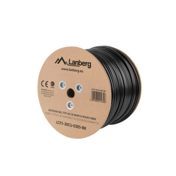 Kabel FTP Lanberg LCF5-30CU-0305-BK (F/UTP, RJ45 - F/UTP, RJ45 ; FTP; 305m; kat. 5e; kolor czarny)